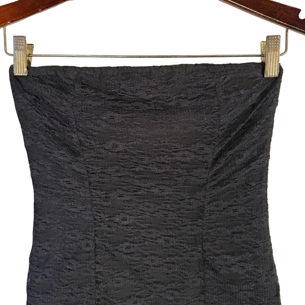 Urban Behavior Black Lace Strapless Micro Mini Dress Size M Y2K Clubwear - Picture 9 of 13